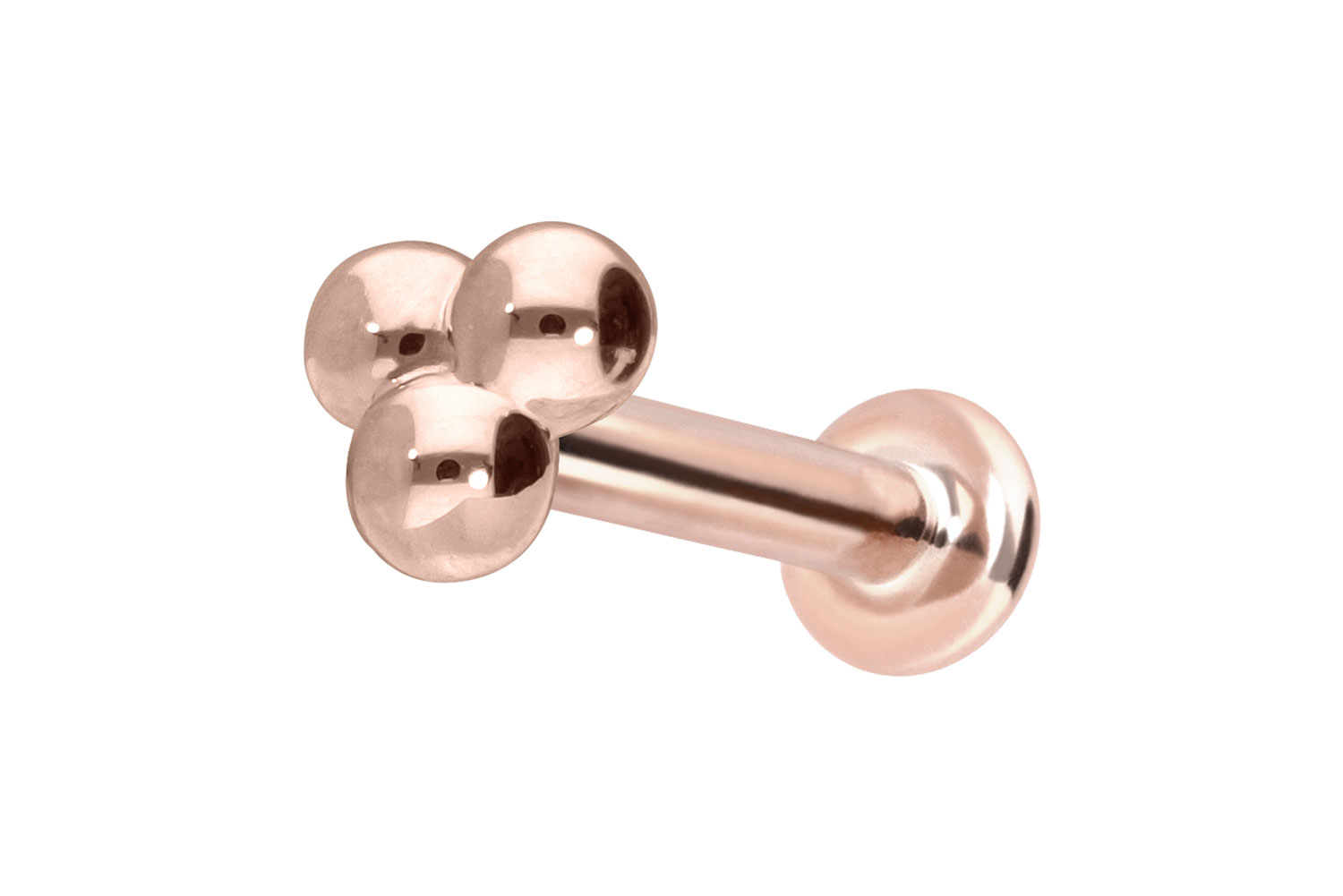 14 Karat Gold Labret Piercing mit Push Fit 3 KUGELN